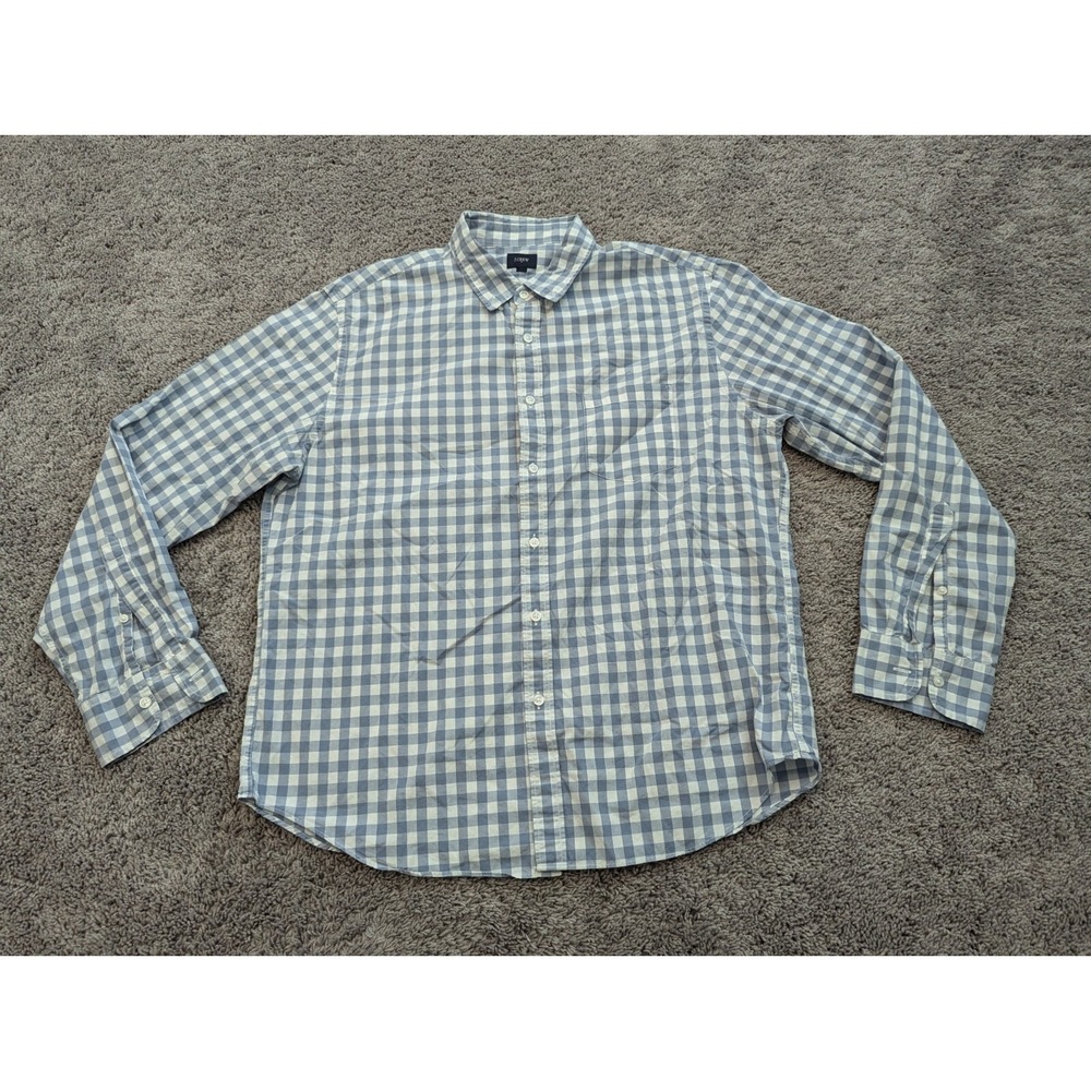 J. Crew‎ Button Up Shirt Mens Extra Large Check 100% Cotton Casual Office